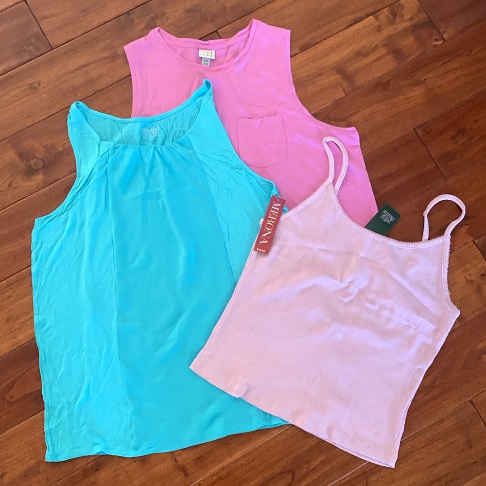 Summer tank top Lot 3 XXL (2XL) NEW! Aqua Merona Lilac Wild Fable A New Day